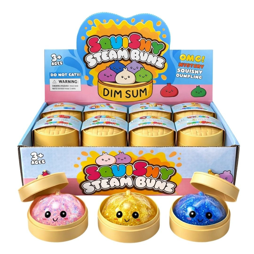 Glitter Orbs Squishy Bao Bun in Dumpling Case – 5.5cm Mini's