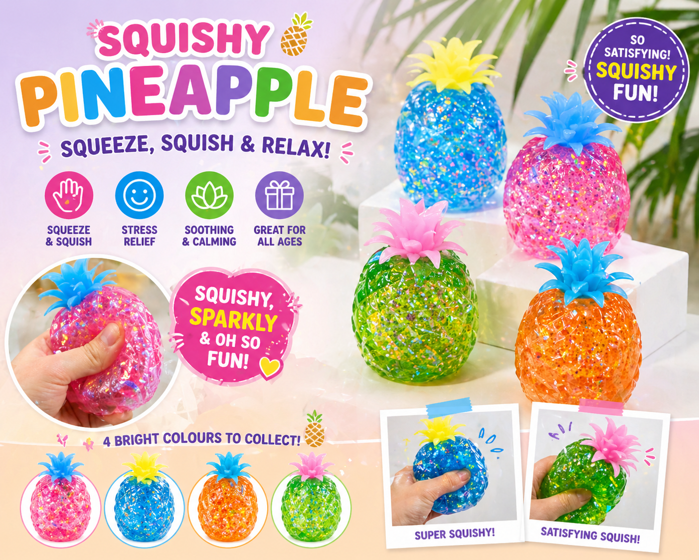 Funky Glitter Pineapple Squeeze