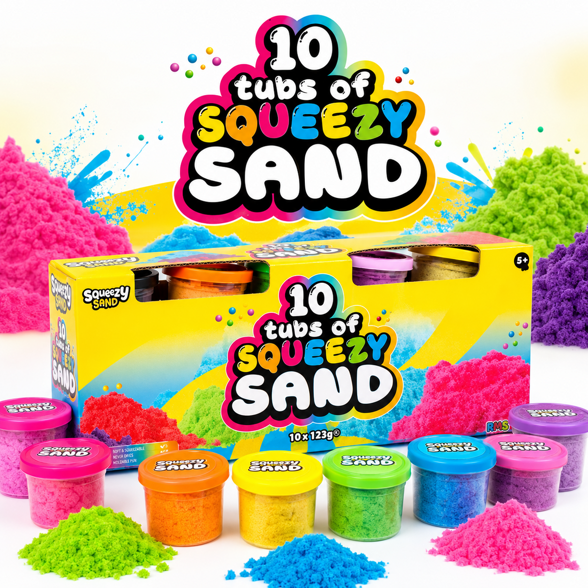 RMS Squeezy Kinetic Sand – 10 Pack