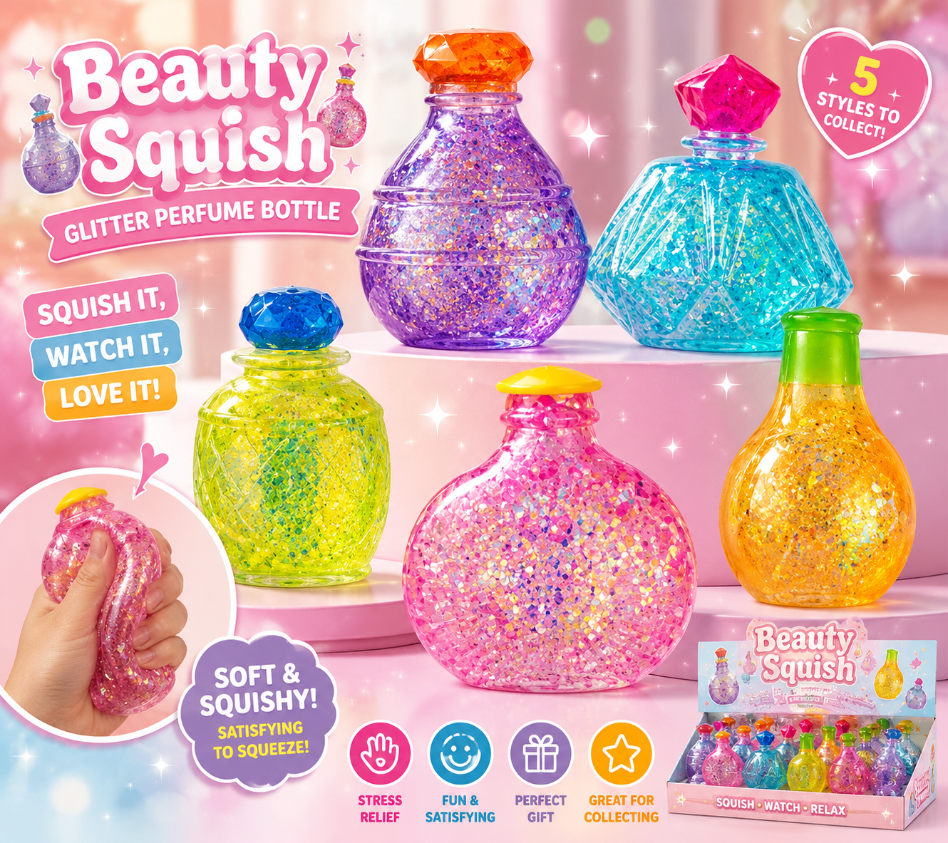 Beauty Squish Glitter Perfume Bottle Squishy