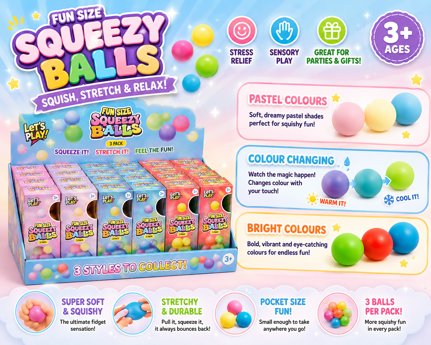 Fun Size Squeezy Balls – 3 Pack