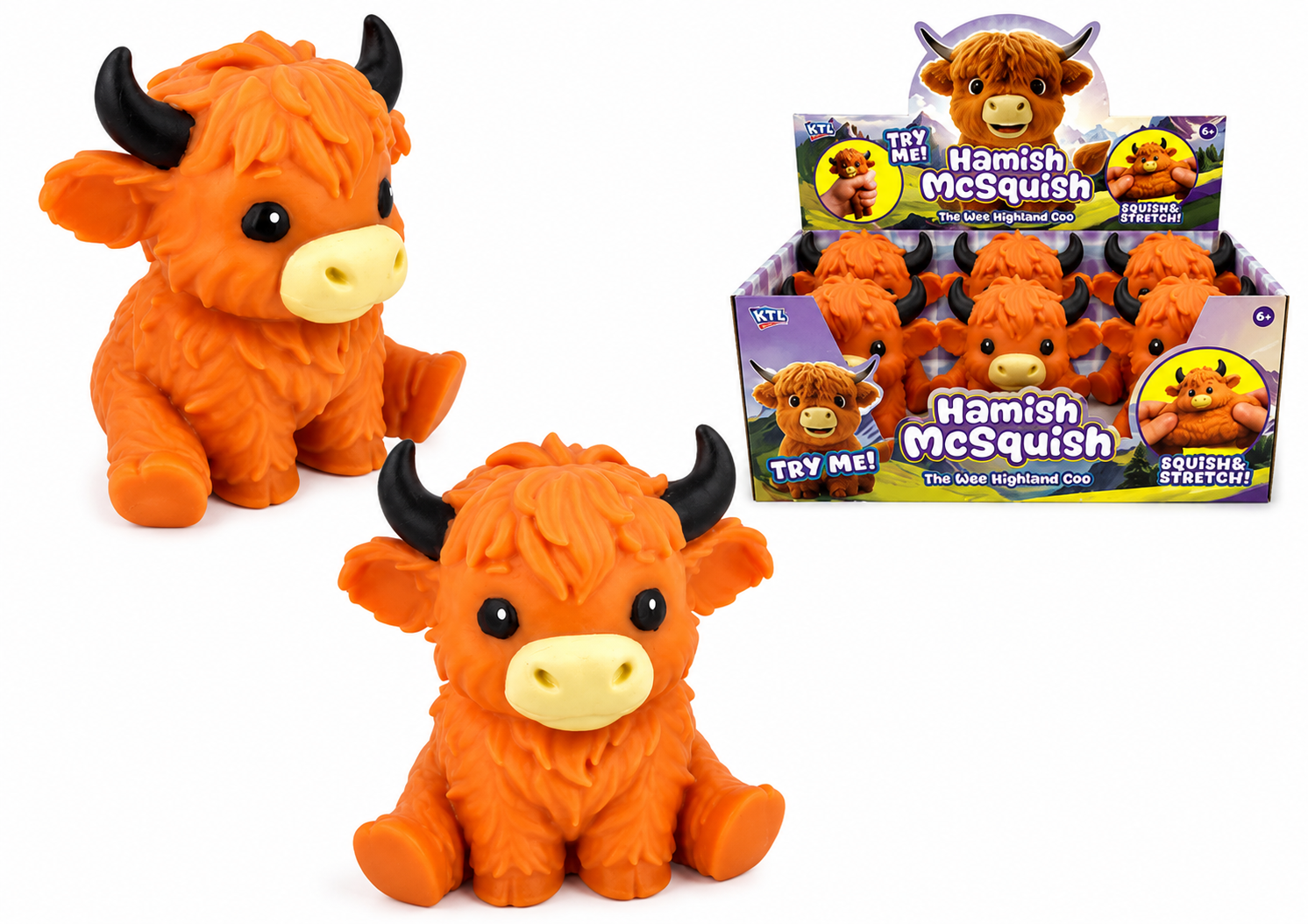 JUMBO Squishy Highland Cow – Hamish McSquish Cute Sensory Fidget Toy 15cm