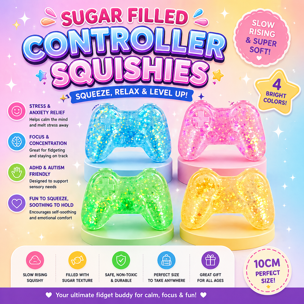 Sparkly Gamer Control Squeeze Toy with Sugar Filling 8.5cm