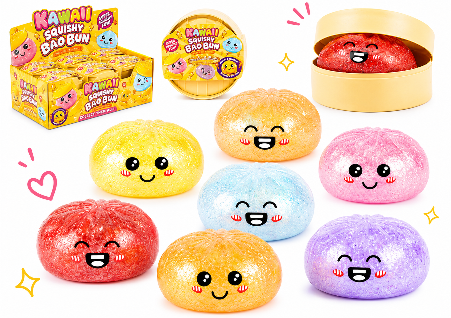 PREORDER* Large Kawaii Glitter Sugar Filled Squishy Dumplings Bao Buns