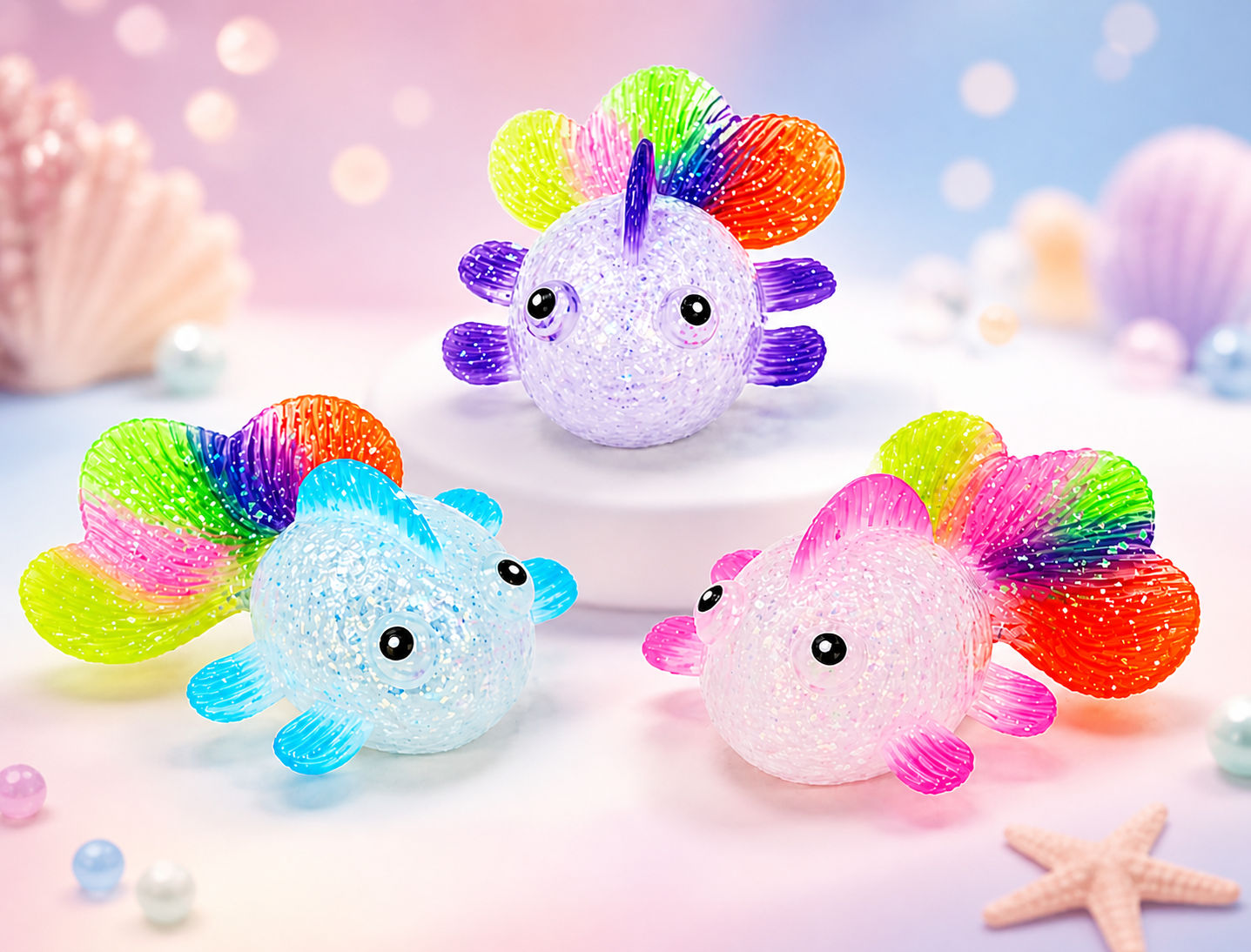 🌈 Rainbow Squish Fish - 12.5cm Sensory Fidget Toy