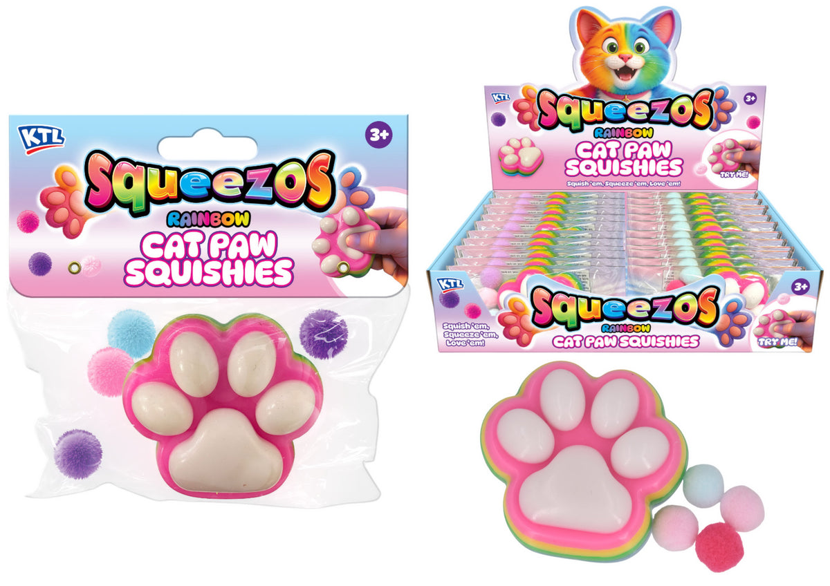 Squishy Rainbow Cat Paw with Bobbles Taba