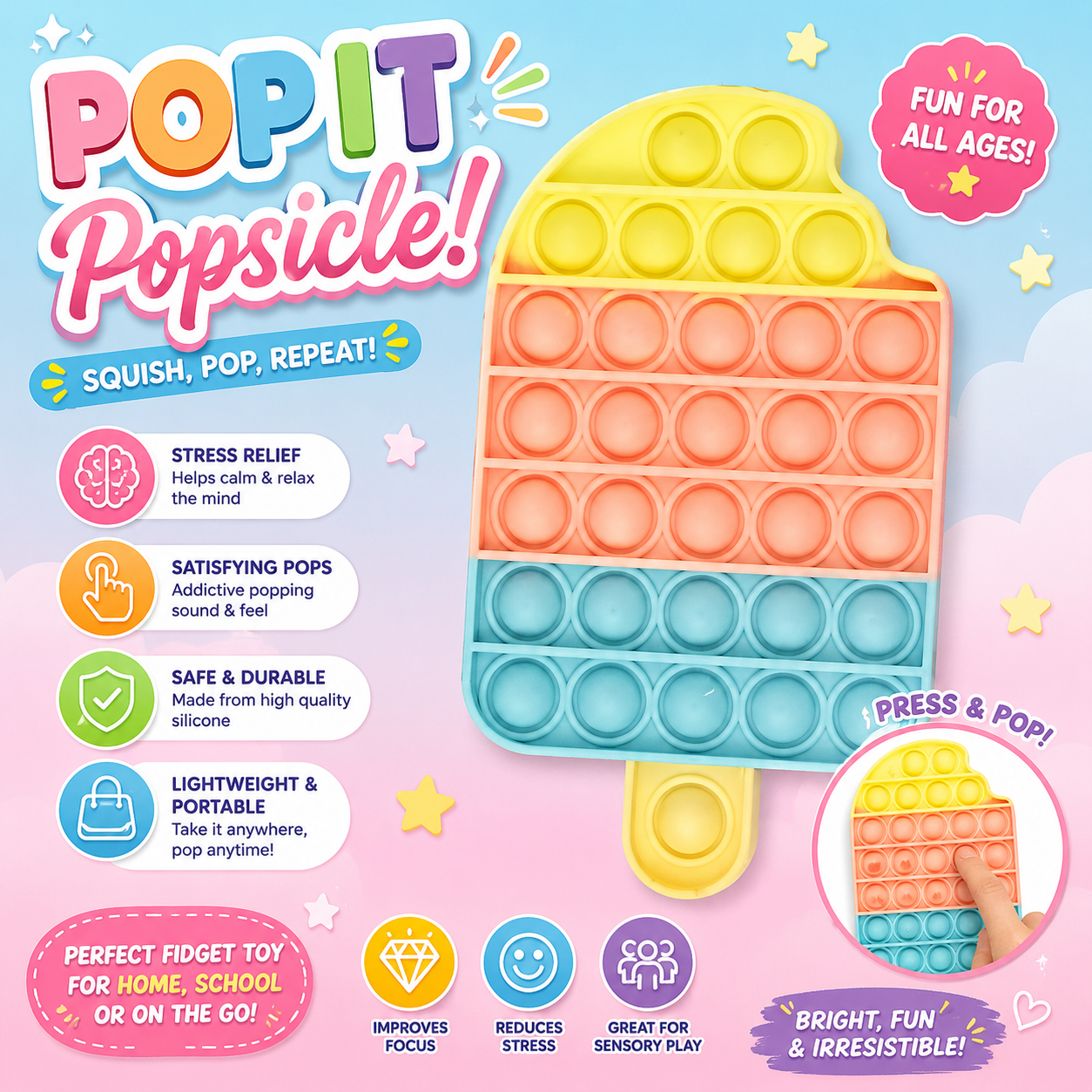 Ice Cream Pop It Sensory Toy