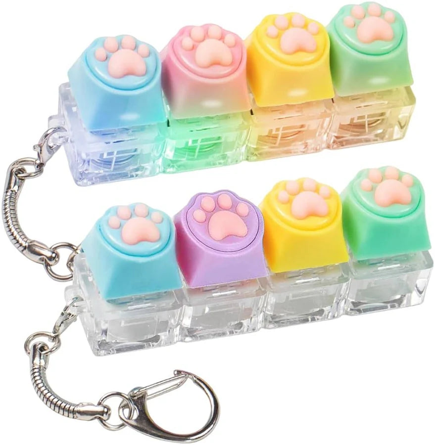 Light-Up Paw Print Keychain Fidget Toy