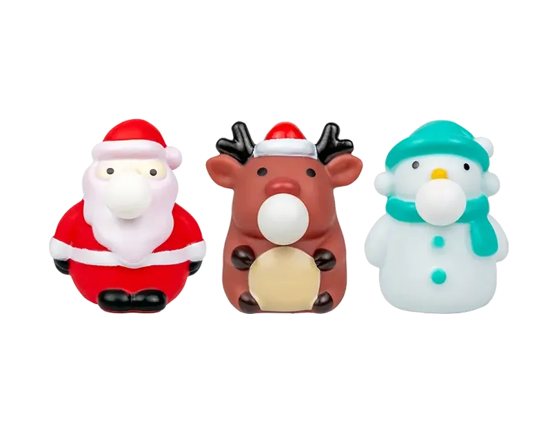 Christmas Bubble Blowing Squishy Toys – Santa, Reindeer &amp; Snowman